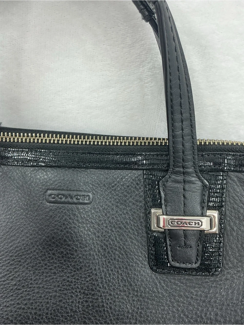 Coach Black Leather Satchel with Adjustable Strap c19